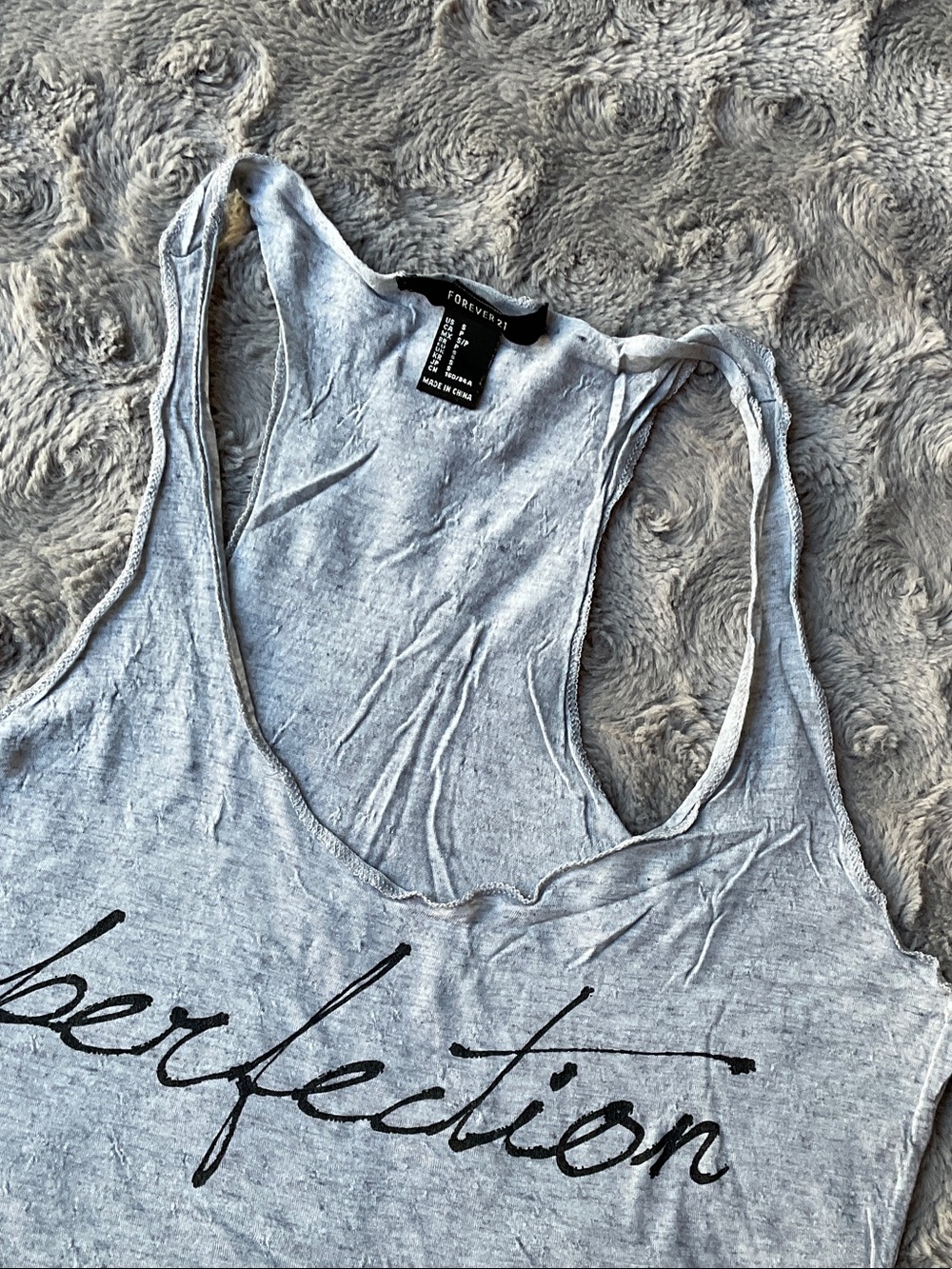 Forever 21 Light Gray 'Perfection' Script Racerback Tank - Picture 3 of 4